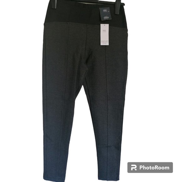 Pants - Womens M&S Leggings Size 12 Grey Sculpt & Lift Smart Autumn Winter